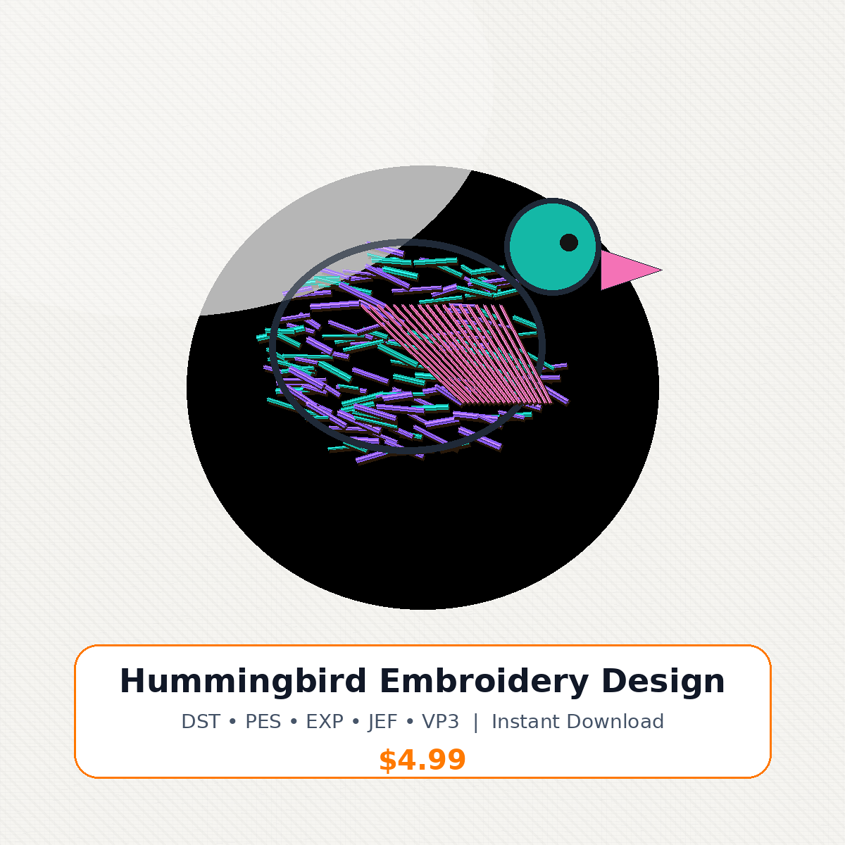 Hummingbird Embroidery Design