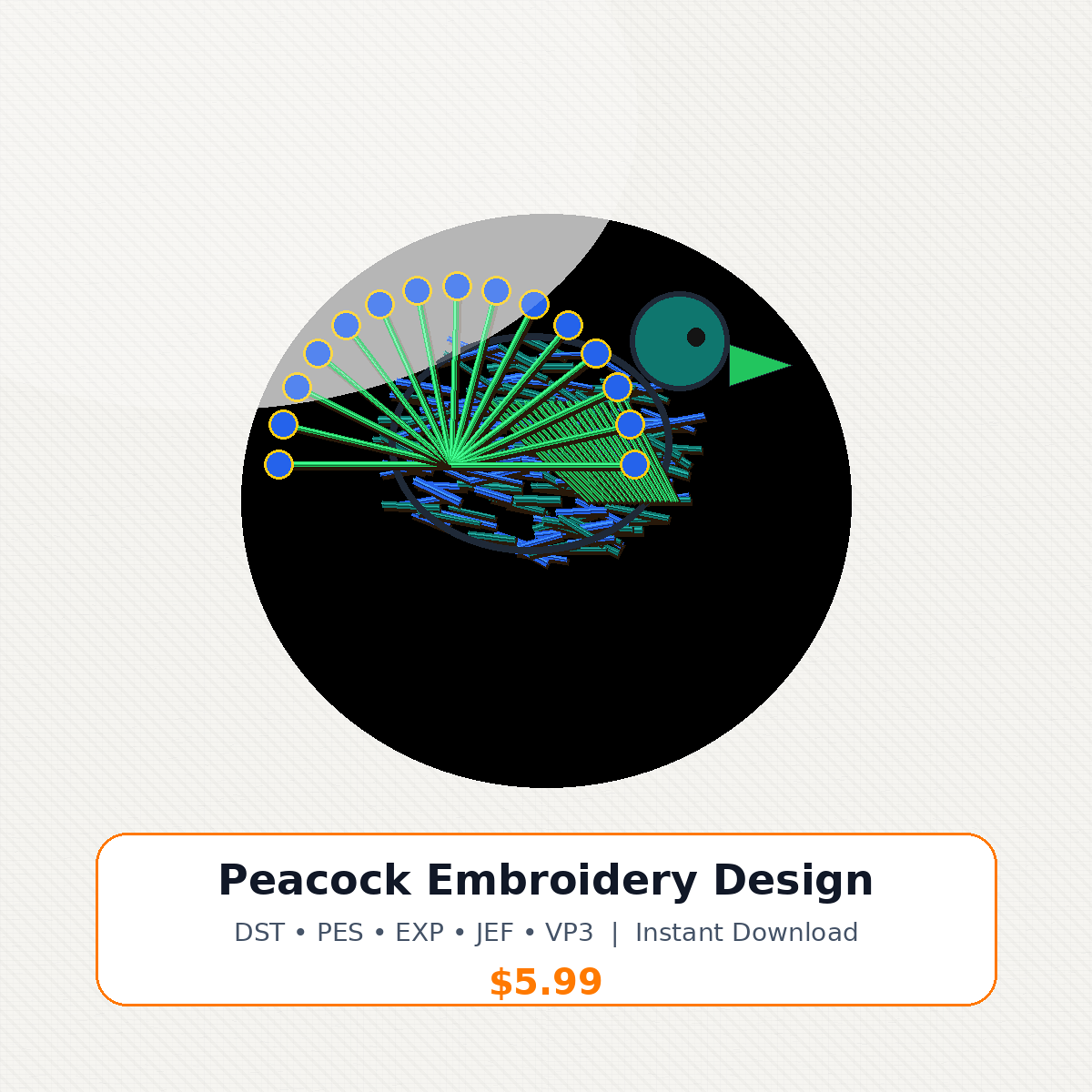 Peacock Embroidery Design