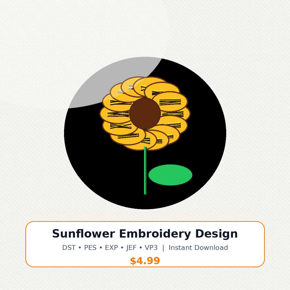 Sunflower Embroidery Design